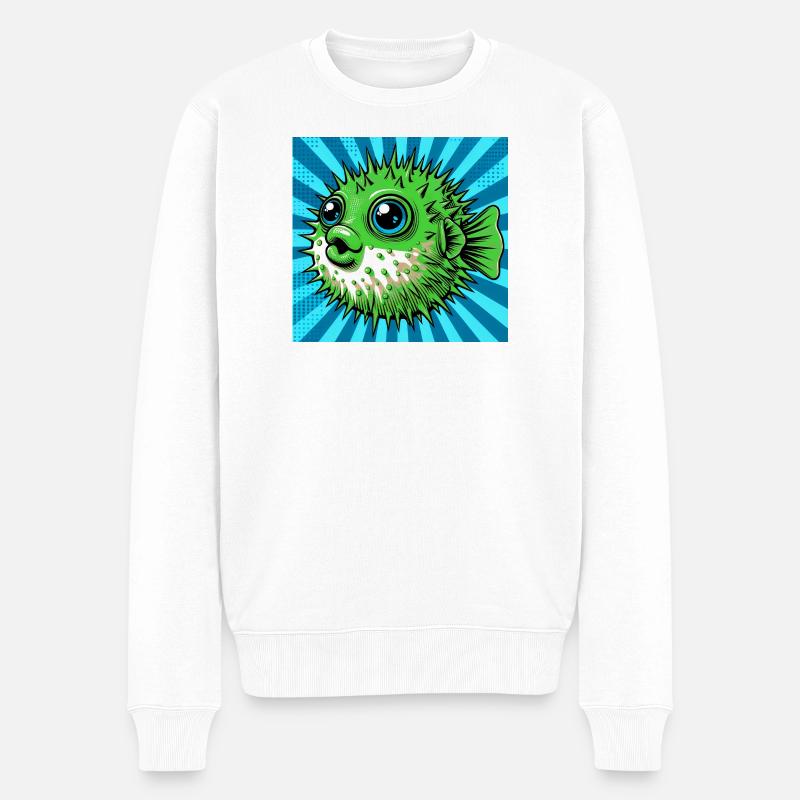 Kugelfisch - Männer Premium Bio Pullover - Weiß