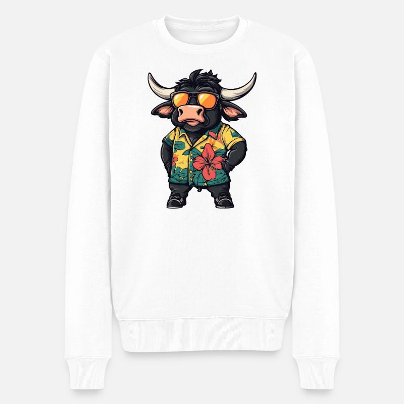 Stier Comic Urlaub - Männer Premium Bio Pullover - Weiß