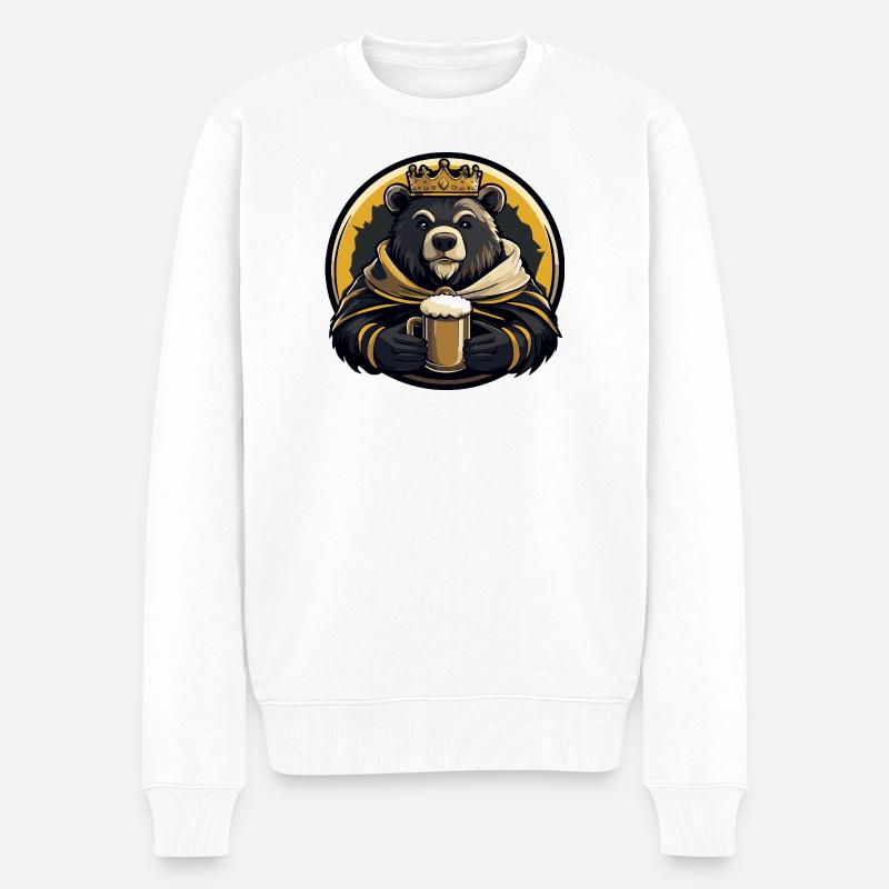Bär Bier Lustig - Männer Premium Bio Pullover - Weiß