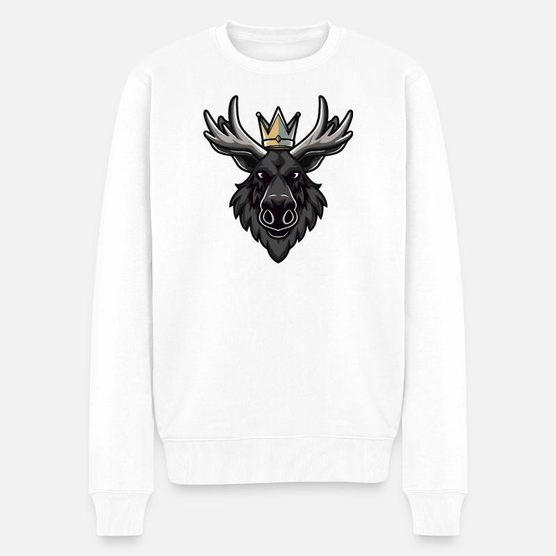 Couronne de tête d’orignal - Pull Premium bio Homme - blanc