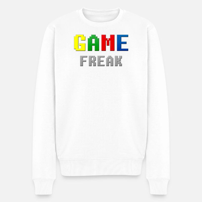 Retro Pixel Game Freak-Thema - Männer Premium Bio Pullover - Weiß