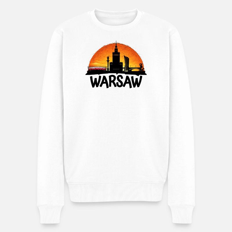 Sonnenuntergang über Warschau - Männer Premium Bio Pullover - Weiß