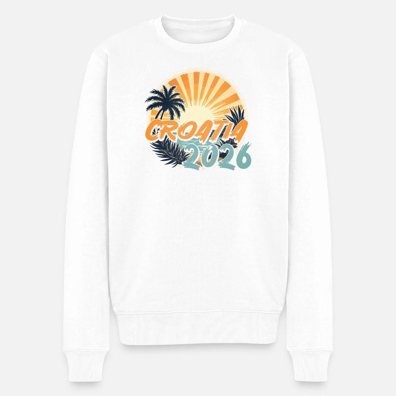 Croatia 2026 - Männer Premium Bio Pullover - Weiß