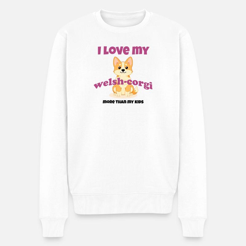 I Love My Welsh Corgi – Süßer Hund Corgi Geschenk - Männer Premium Bio Pullover - Weiß