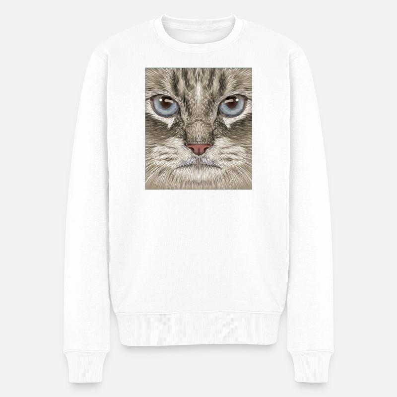 Sibirische Katze - Männer Premium Bio Pullover - Weiß