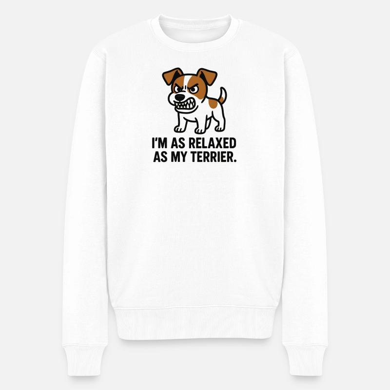 Entspannter Terrier Spruch - Männer Premium Bio Pullover - Weiß