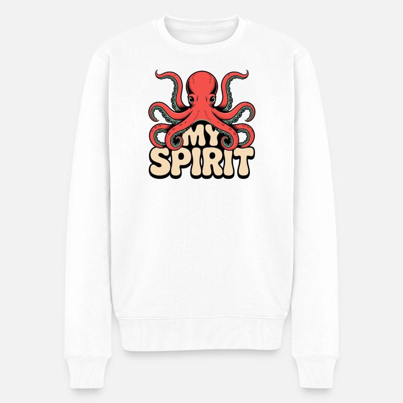 Oktopus Spirit - Männer Premium Bio Pullover - Weiß