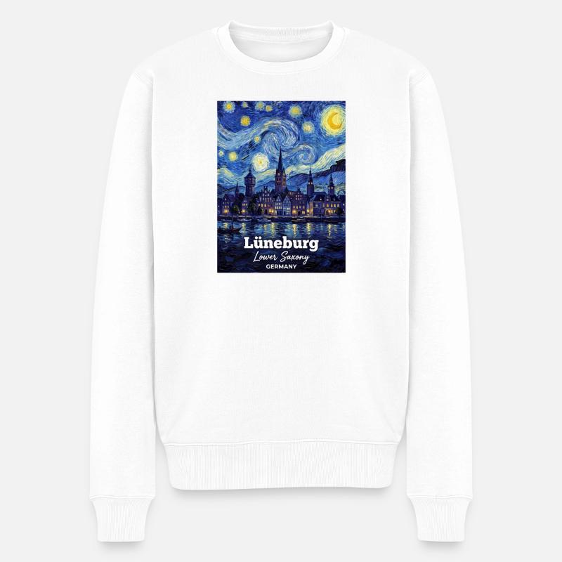 Lüneburg Germany Sternennacht - Männer Premium Bio Pullover - Weiß