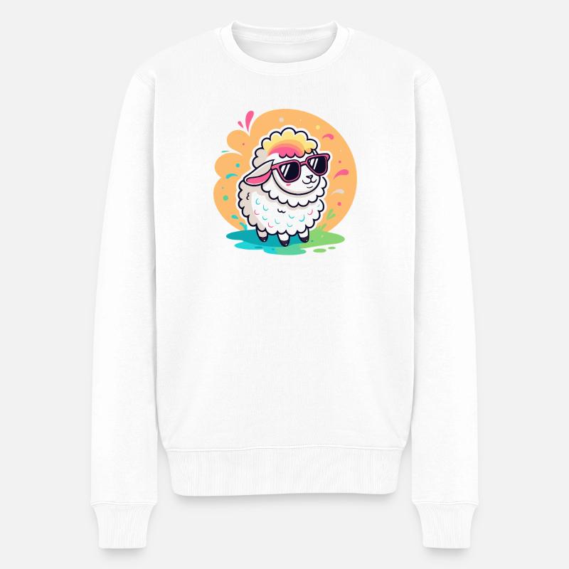 Trendige Schafs-Sonnenbrille - Männer Premium Bio Pullover - Weiß