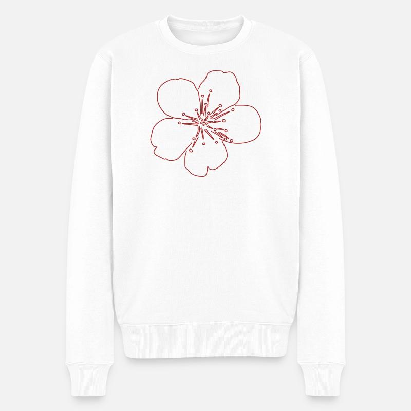 Kirschblüten-Blüten-Sketch - Männer Premium Bio Pullover - Weiß