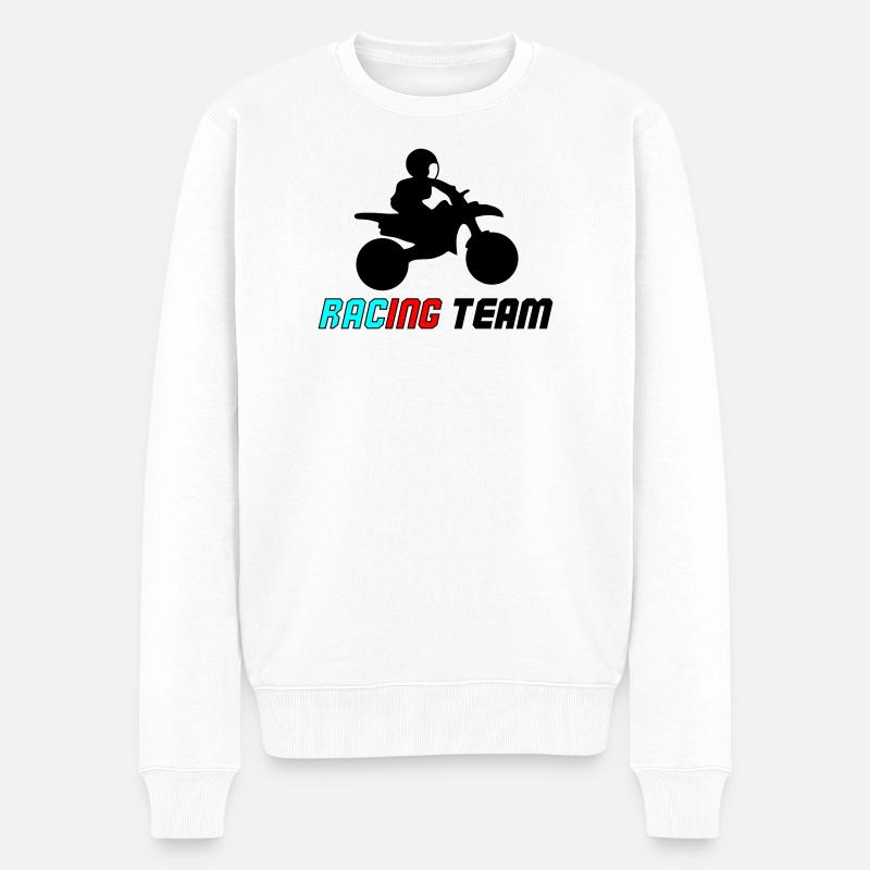 Racing Neon Typo Sprint - Männer Premium Bio Pullover - Weiß