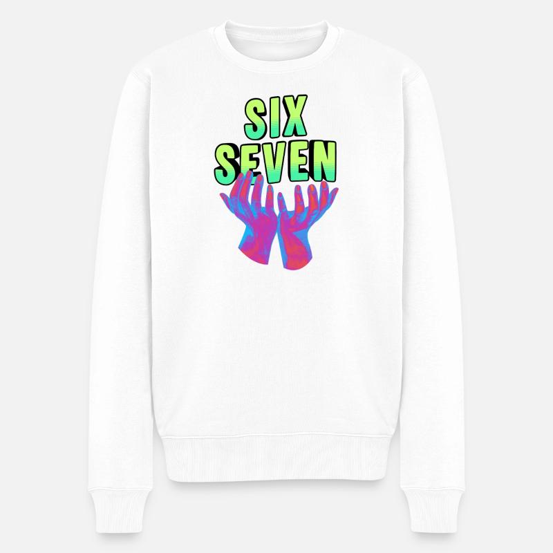 Six seven Meme 67 - Männer Premium Bio Pullover - Weiß