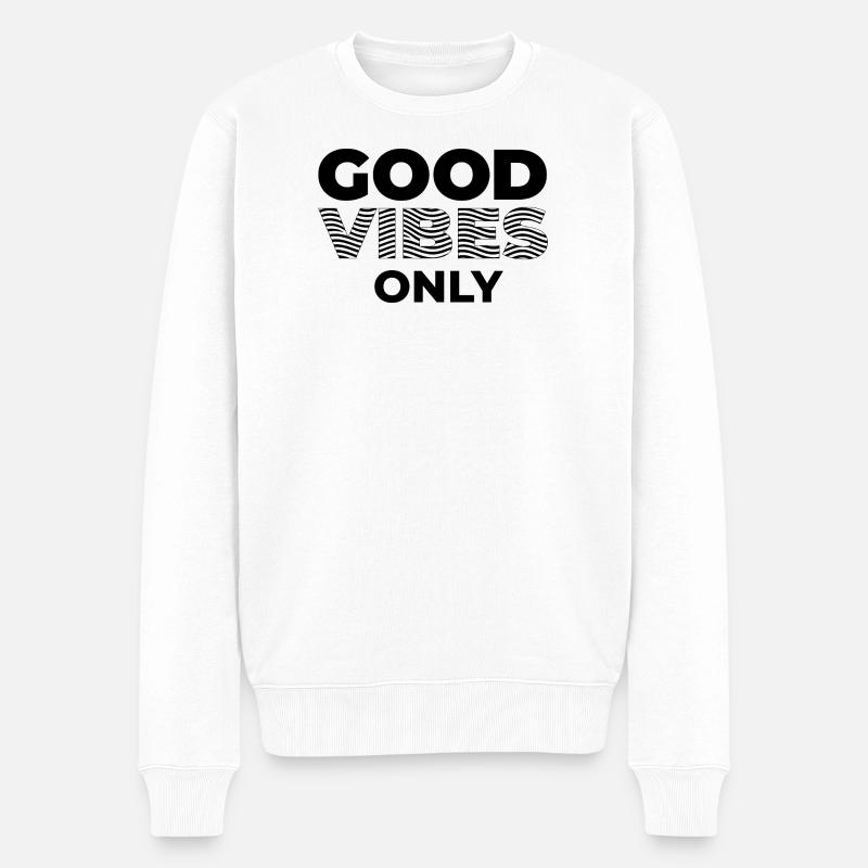 GOOD_VIBES_ONLY_Black - Männer Premium Bio Pullover - Weiß