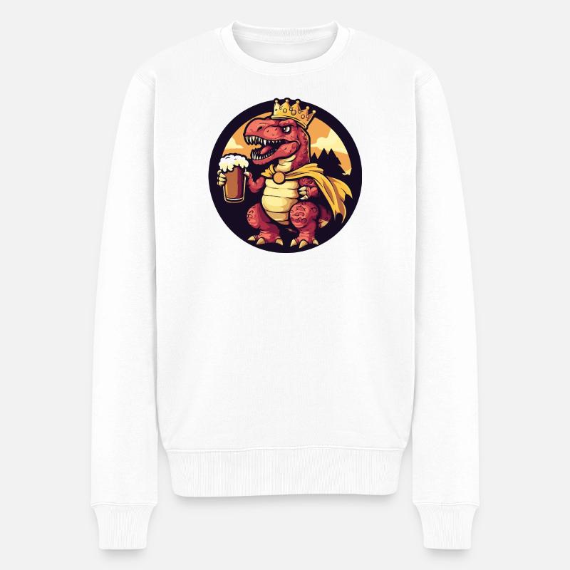 Bière T-Rex de dinosaures drôle - Pull Premium bio Homme - blanc