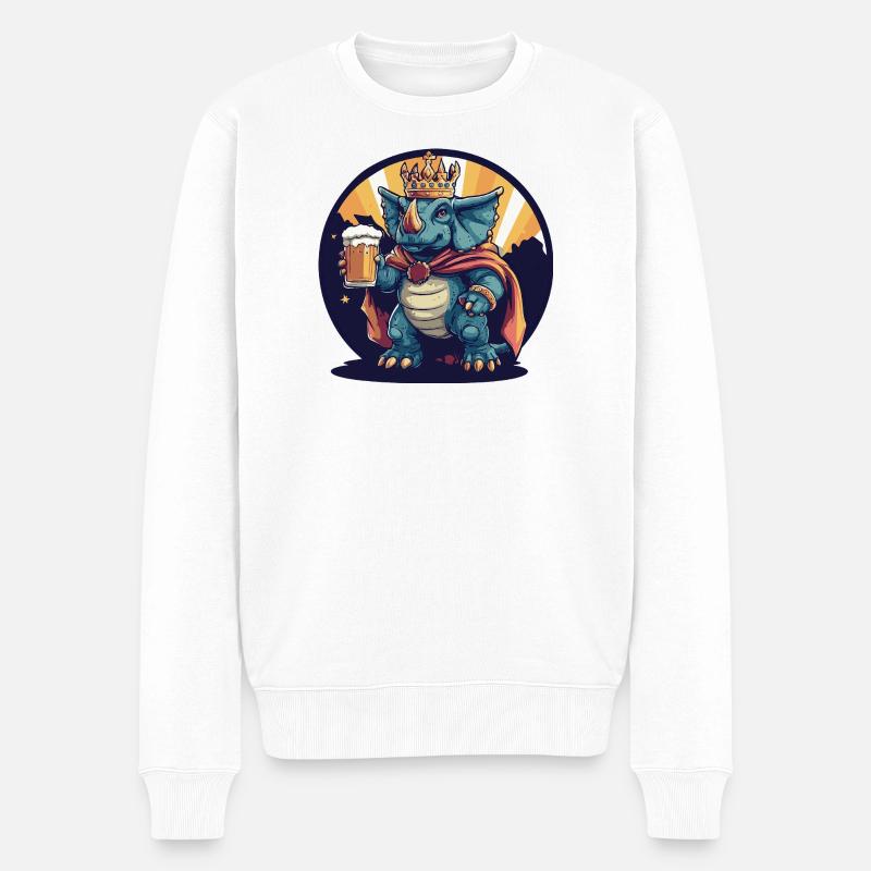 Dinosaurier triceratops Bier Lustig - Männer Premium Bio Pullover - Weiß