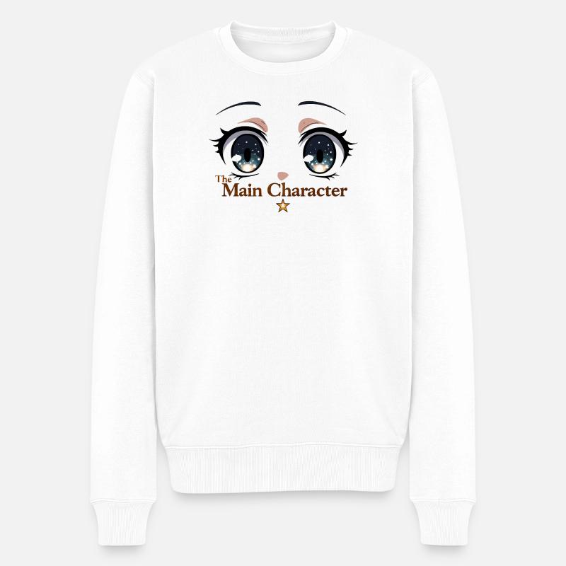 Hauptfigur Augen Sternennacht - Männer Premium Bio Pullover - Weiß
