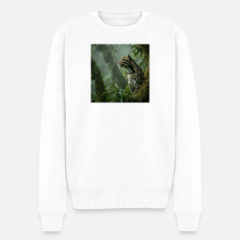 Léopards nuageux dans la forêt tropicale Félins sauvages nobles - Pull Premium bio Homme - blanc