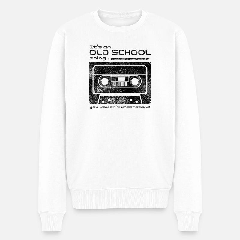 Old School Tape Trick - Männer Premium Bio Pullover - Weiß