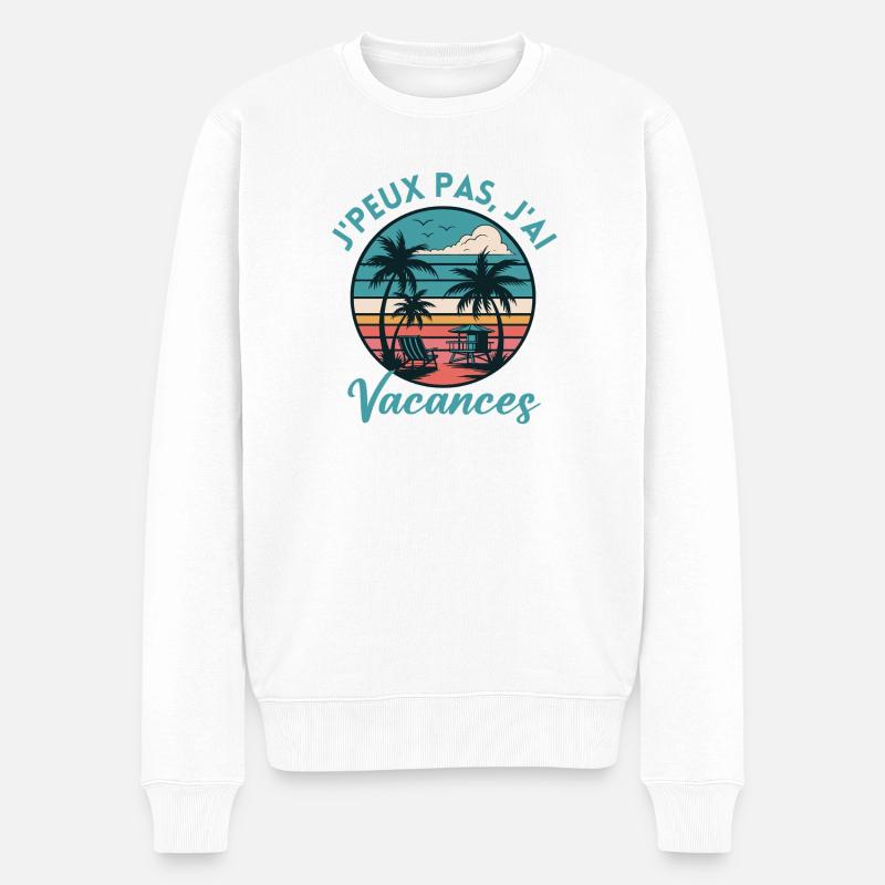 Vacance Palmiers Coucher Soleil - Pull Premium bio Homme - blanc