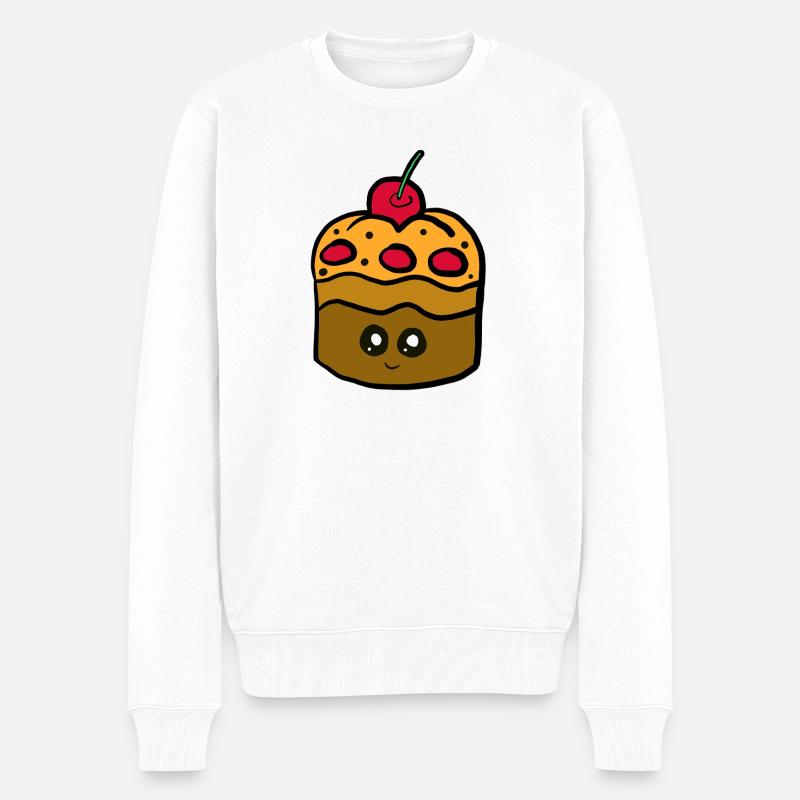 Kawaii Kuchen mit Kirsche Maffin - Männer Premium Bio Pullover - Weiß