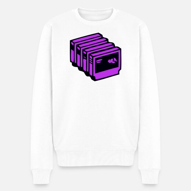 Retro Spiele Kassette Nerd - Männer Premium Bio Pullover - Weiß