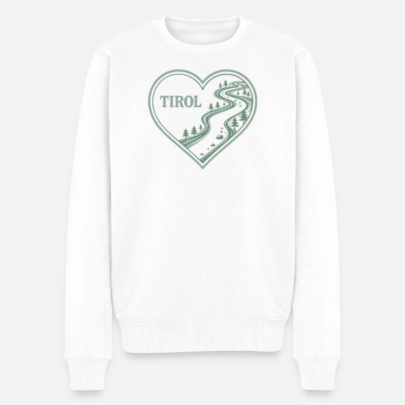 Tirol Herz Alpenweg - Männer Premium Bio Pullover - Weiß