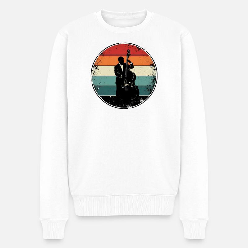 Retro Bassist Gift - Männer Premium Bio Pullover - Weiß
