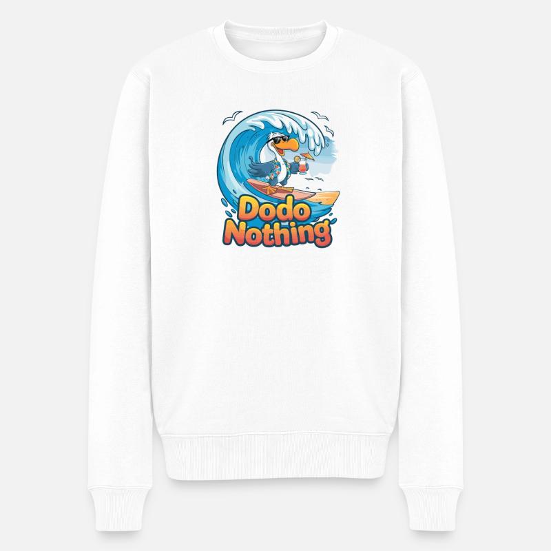 Dodo Surfer sur une vague tropicale - Pull Premium bio Homme - blanc