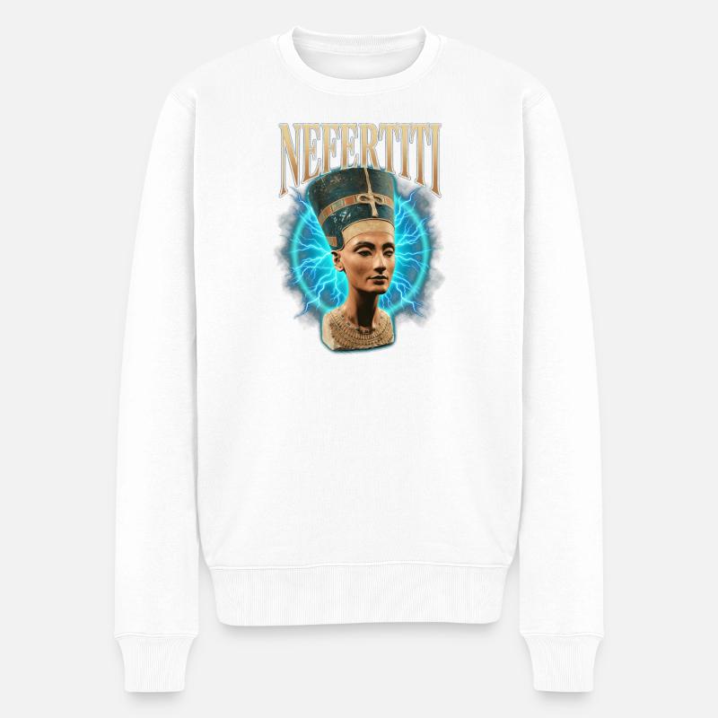 Nefertiti Donner - Männer Premium Bio Pullover - Weiß