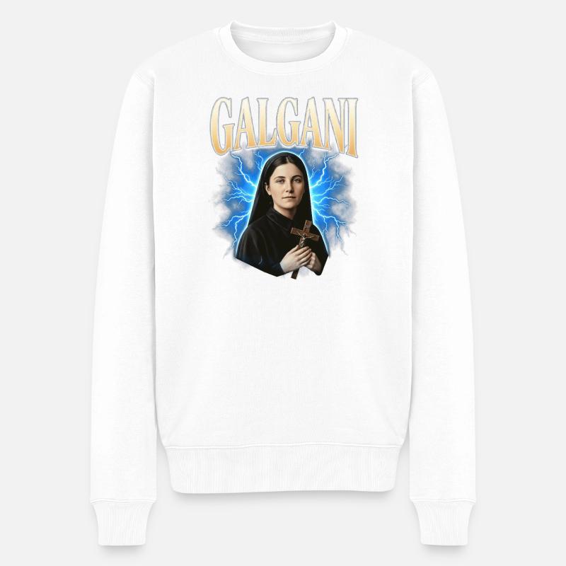 Heilige Gemma Galgani Donner - Männer Premium Bio Pullover - Weiß