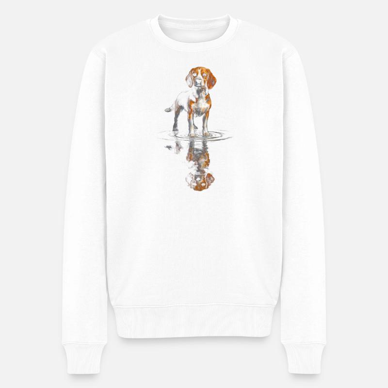 Beagle am Wasserspiegel - Männer Premium Bio Pullover - Weiß