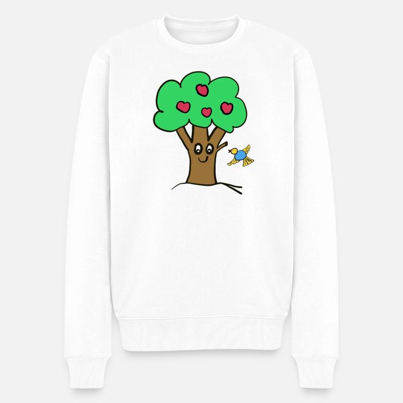 Pommier Arbre Oiseau de la nature - Pull Premium bio Homme - blanc