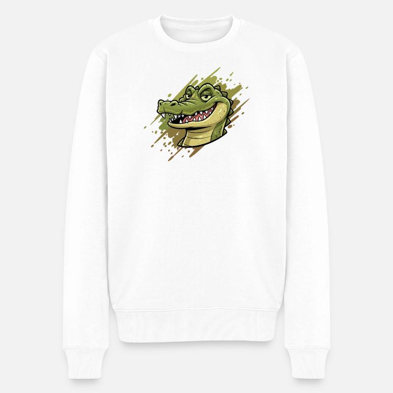 Tête de graffiti d’alligator - Pull Premium bio Homme - blanc