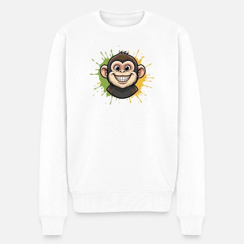 Kunterbunter Affen-Splash - Männer Premium Bio Pullover - Weiß