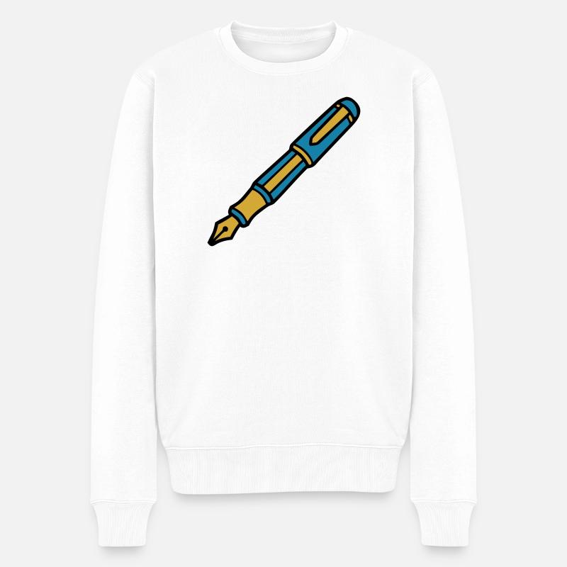 Calligraphie classique au stylo-plume - Pull Premium bio Homme - blanc