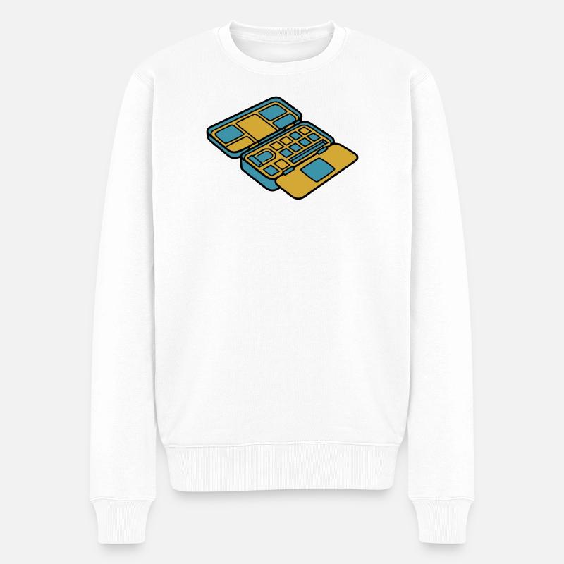 Bunter Aquarell Malkasten Kunst - Männer Premium Bio Pullover - Weiß