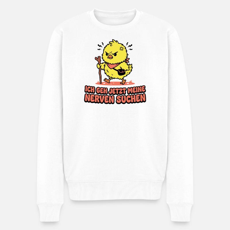 Wütendes Küken. Nerven Suchen - Männer Premium Bio Pullover - Weiß