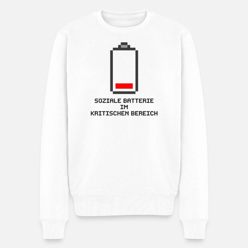 Soziale Batterie Pixel Art - Männer Premium Bio Pullover - Weiß