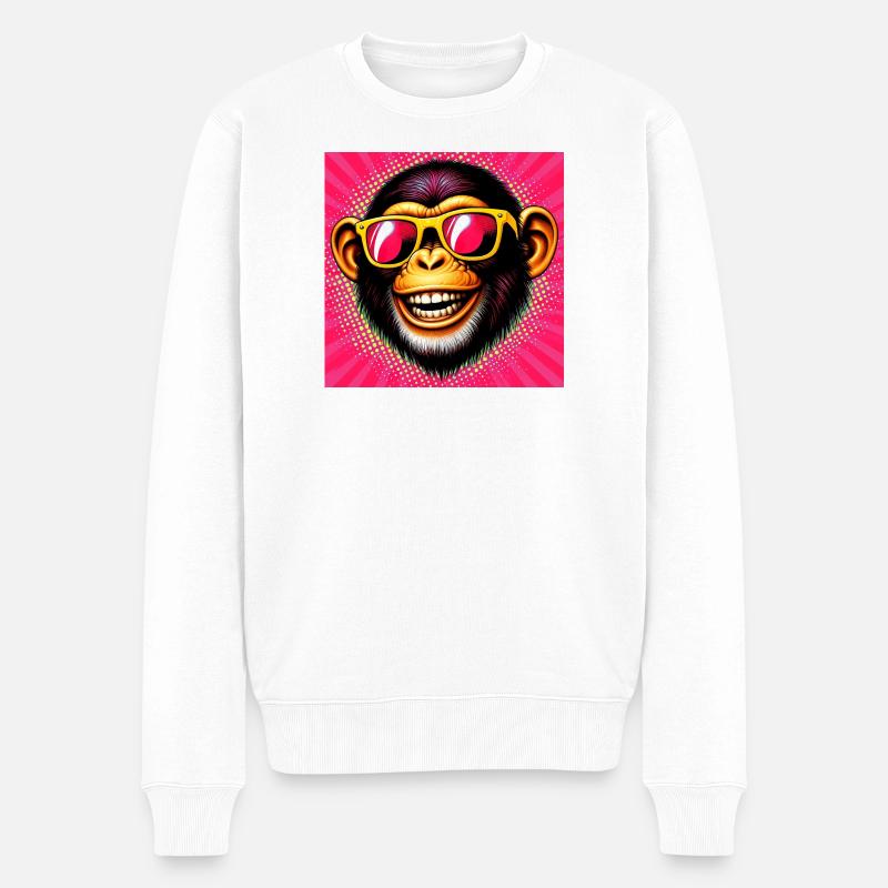 Singe chimpanzé - Pull Premium bio Homme - blanc