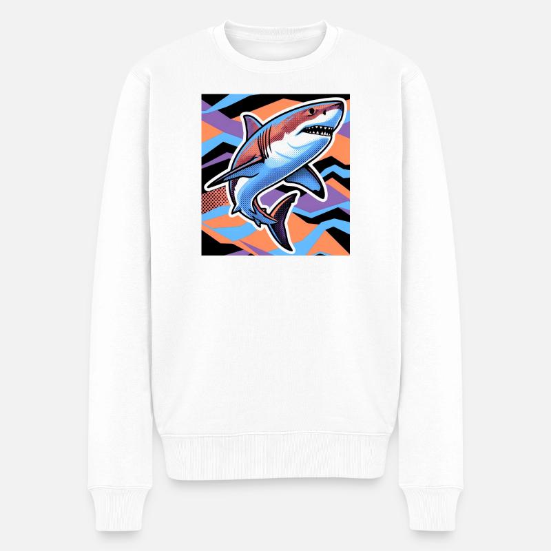 Hai - Männer Premium Bio Pullover - Weiß