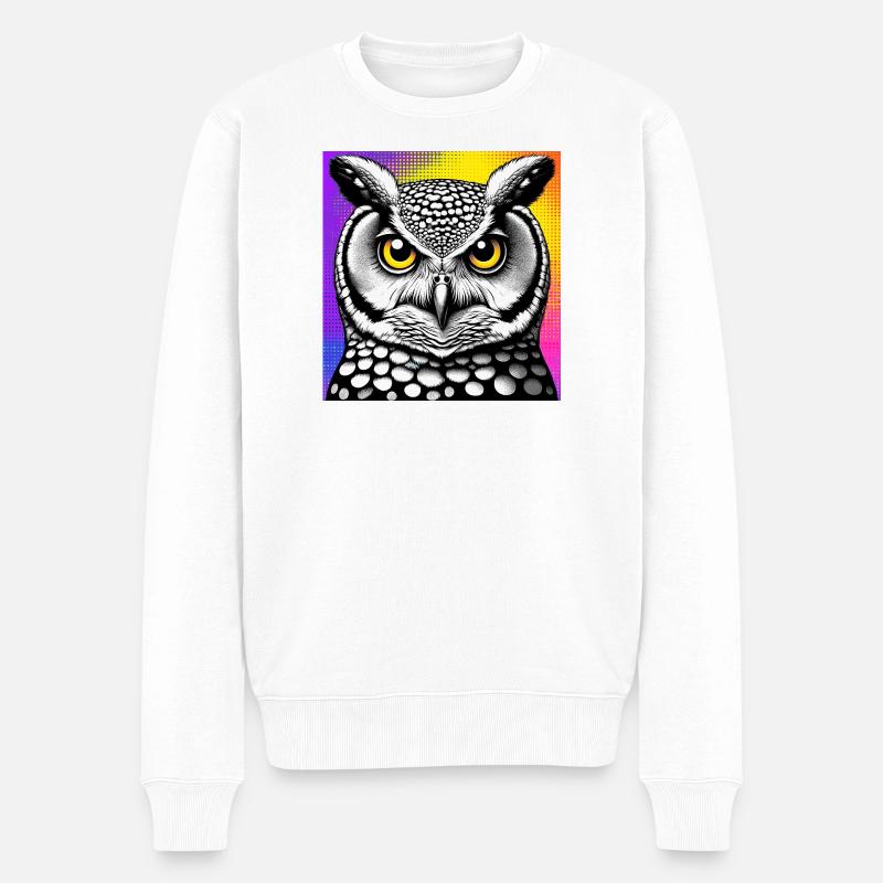 Eule - Männer Premium Bio Pullover - Weiß