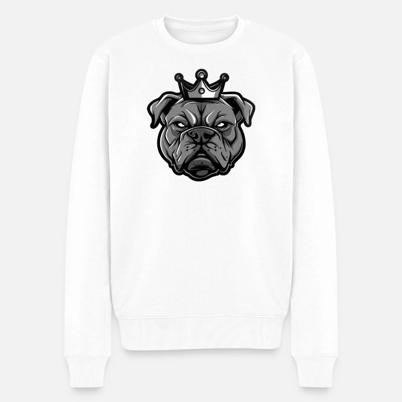 Mastiff Hund Krone - Männer Premium Bio Pullover - Weiß