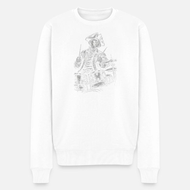 George Washington Drumming Illustration  - Männer Premium Bio Pullover - Weiß