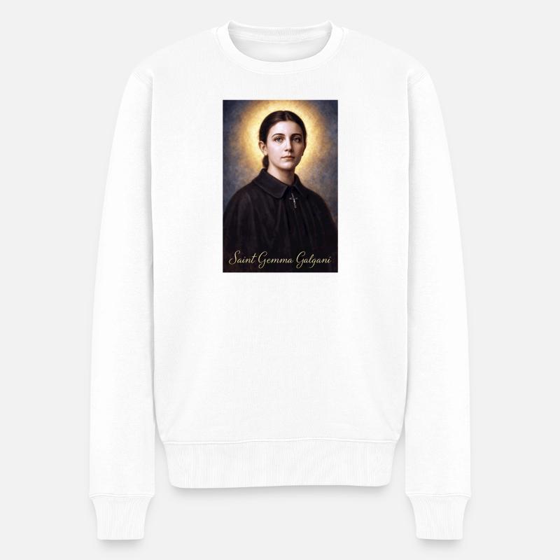 Porträt der heiligen Gemma Galgani - Männer Premium Bio Pullover - Weiß