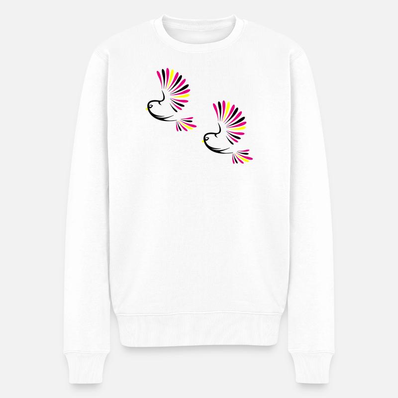 Vogel Bird - Männer Premium Bio Pullover - Weiß