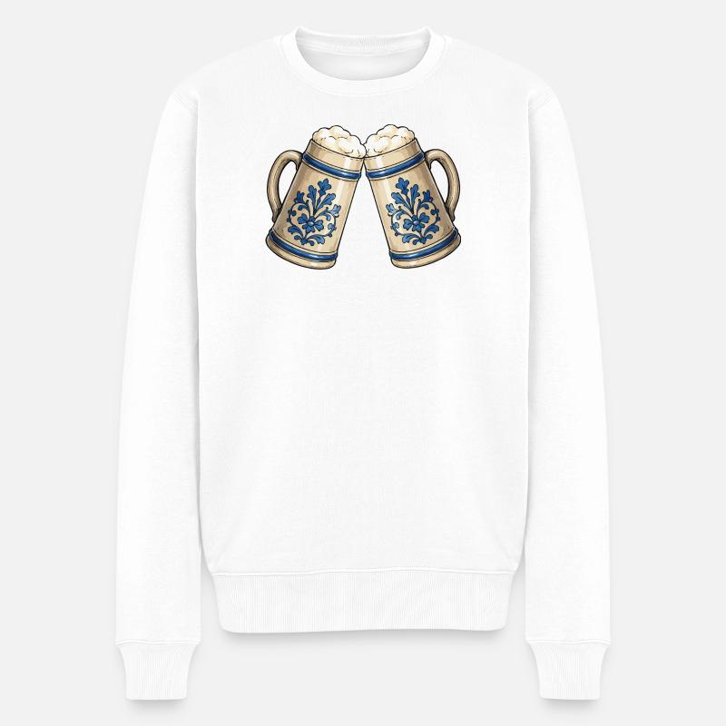 Bier Bierkrüge Ornament - Männer Premium Bio Pullover - Weiß