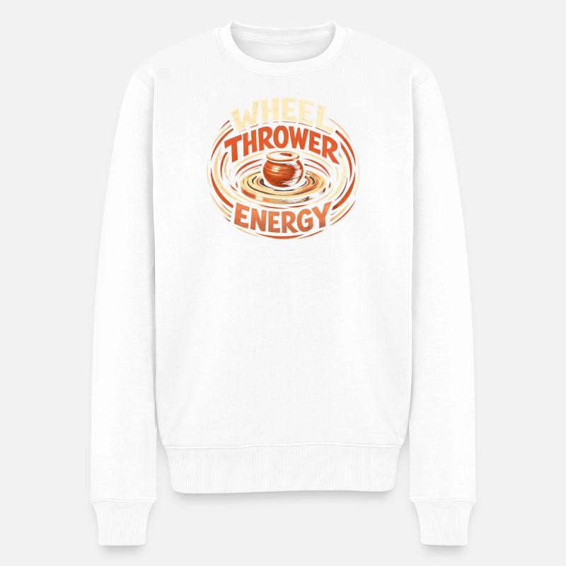 Drehscheiben-Energie | Töpfern - Männer Premium Bio Pullover - Weiß