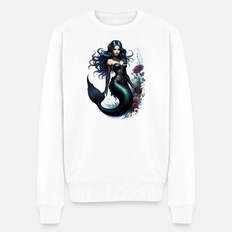 Gothic Meerjungfrau - Männer Premium Bio Pullover - Weiß
