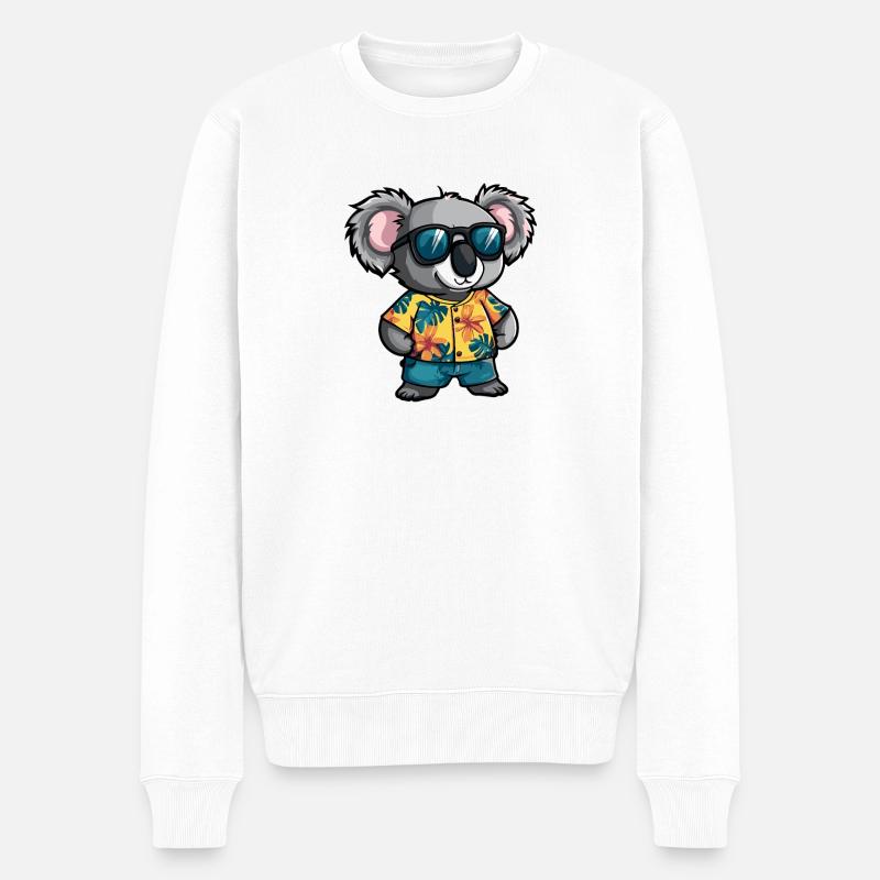 Koala Comic Urlaub - Männer Premium Bio Pullover - Weiß