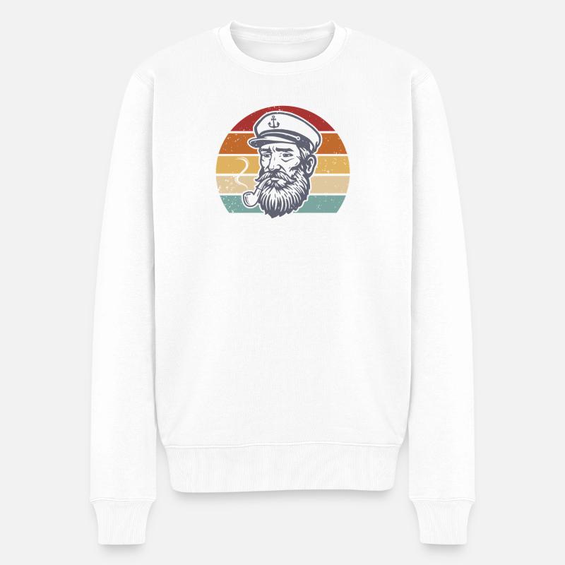 Capitaine Rétro Plaisancier Marin Marin - Pull Premium bio Homme - blanc